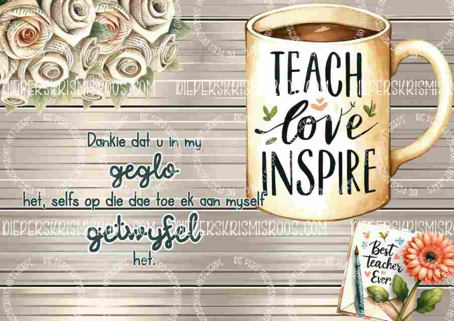 Teacher thank you set A0 Afrikaans