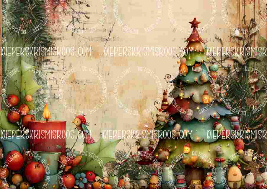 Vintage Christmas A3 Blank